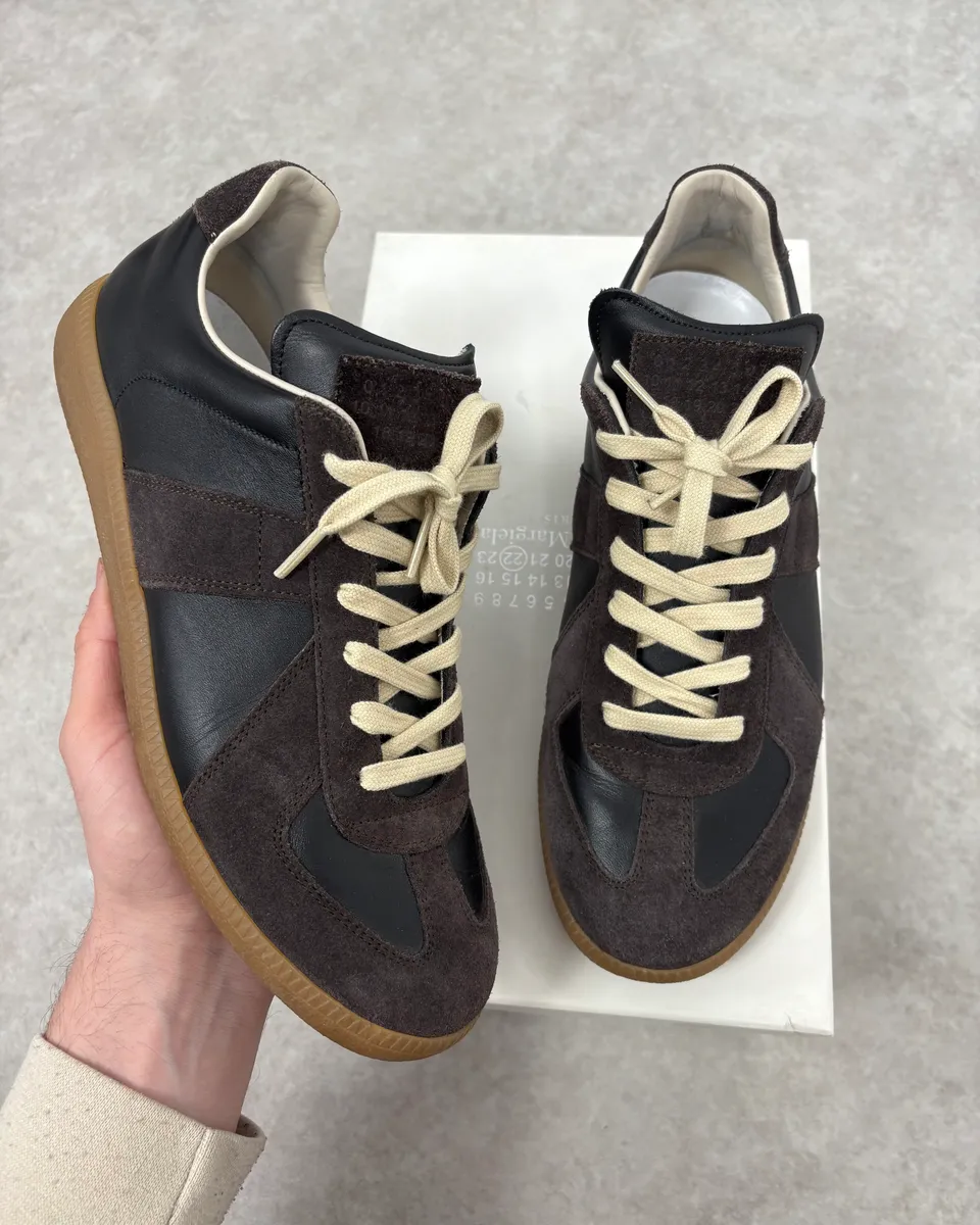 Maison Margiela Replica Gats Black & Brown Leather Gum Shoes