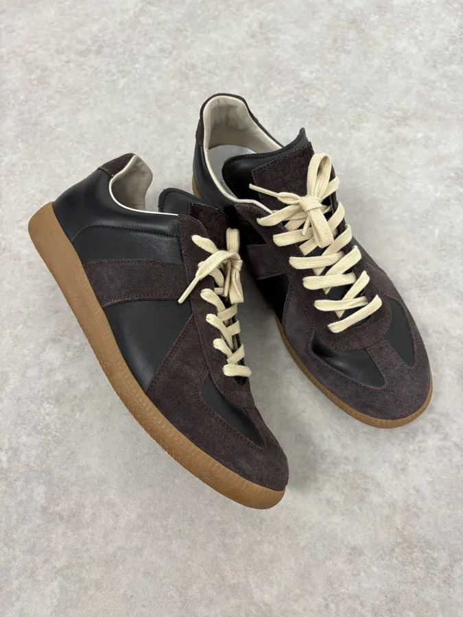 Maison Margiela Replica Gats Black & Brown Leather Gum Shoes - Image 5