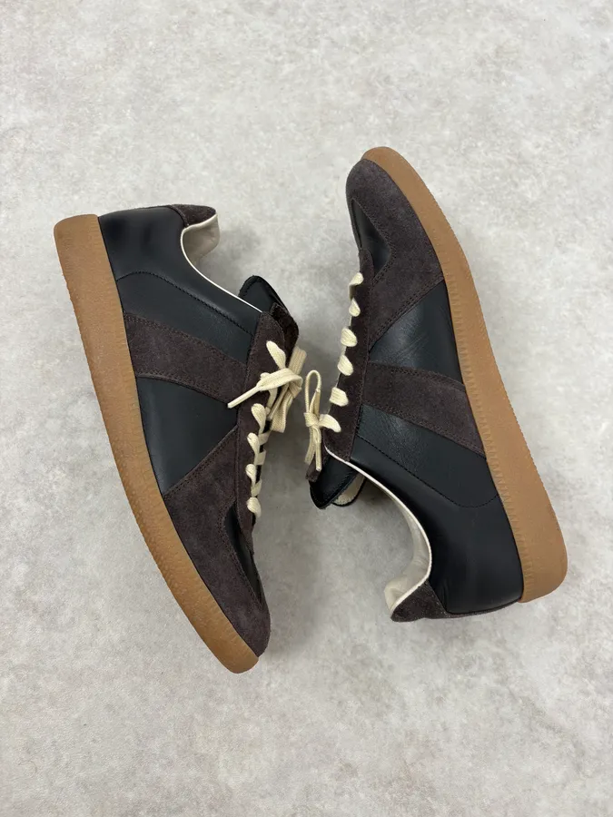 Maison Margiela Replica Gats Black & Brown Leather Gum Shoes - Image 6