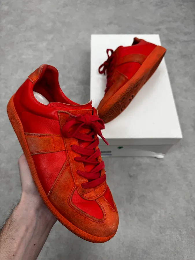 Maison Margiela Replica Gats Triple Red Leather Sneakers