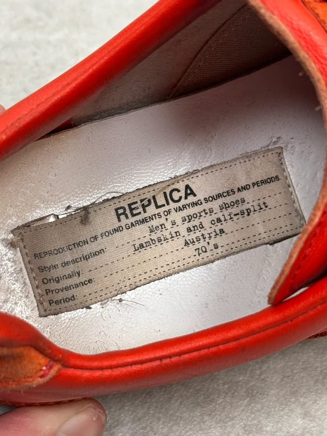 Maison Margiela Replica Gats Triple Red Leather Sneakers - Image 7