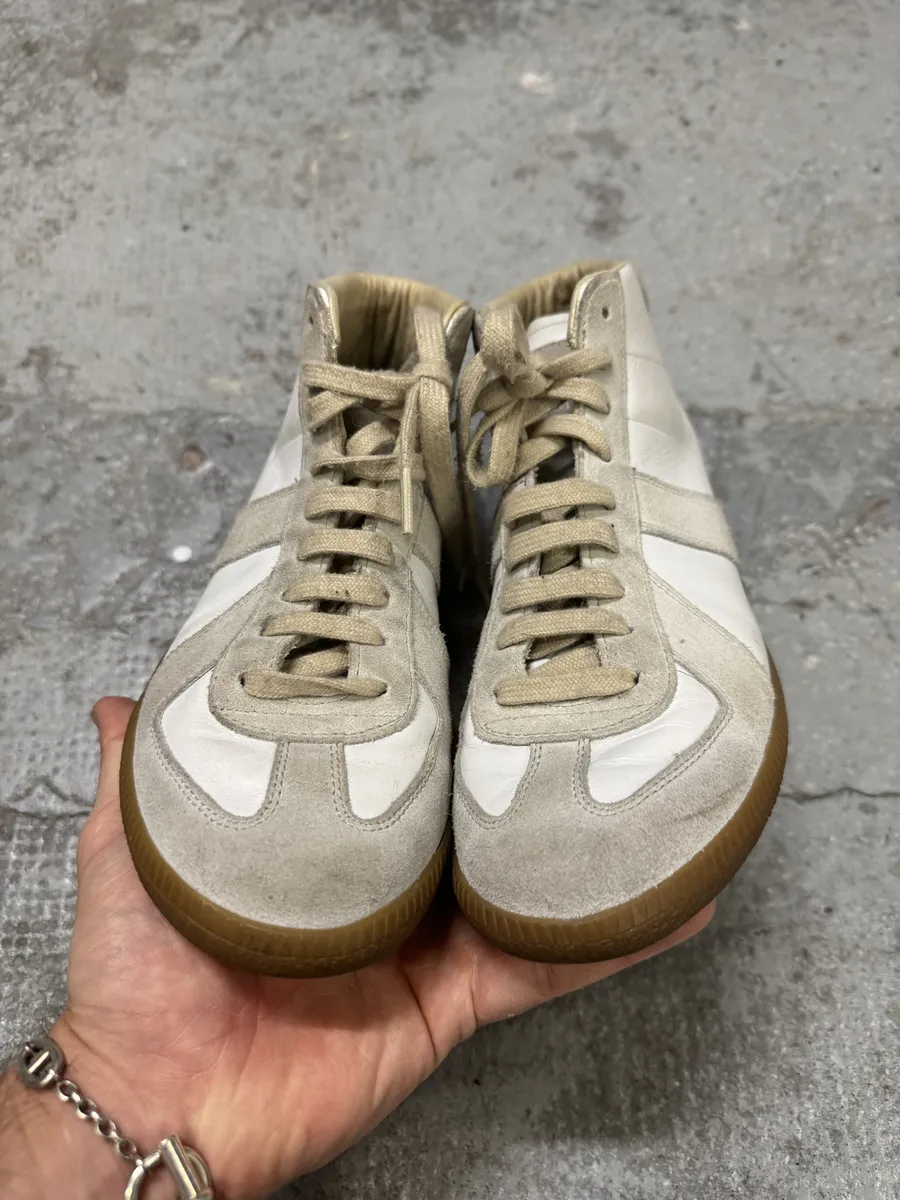 Maison Margiela Replica White Beige Army Gatts High Sneakers - Image 4