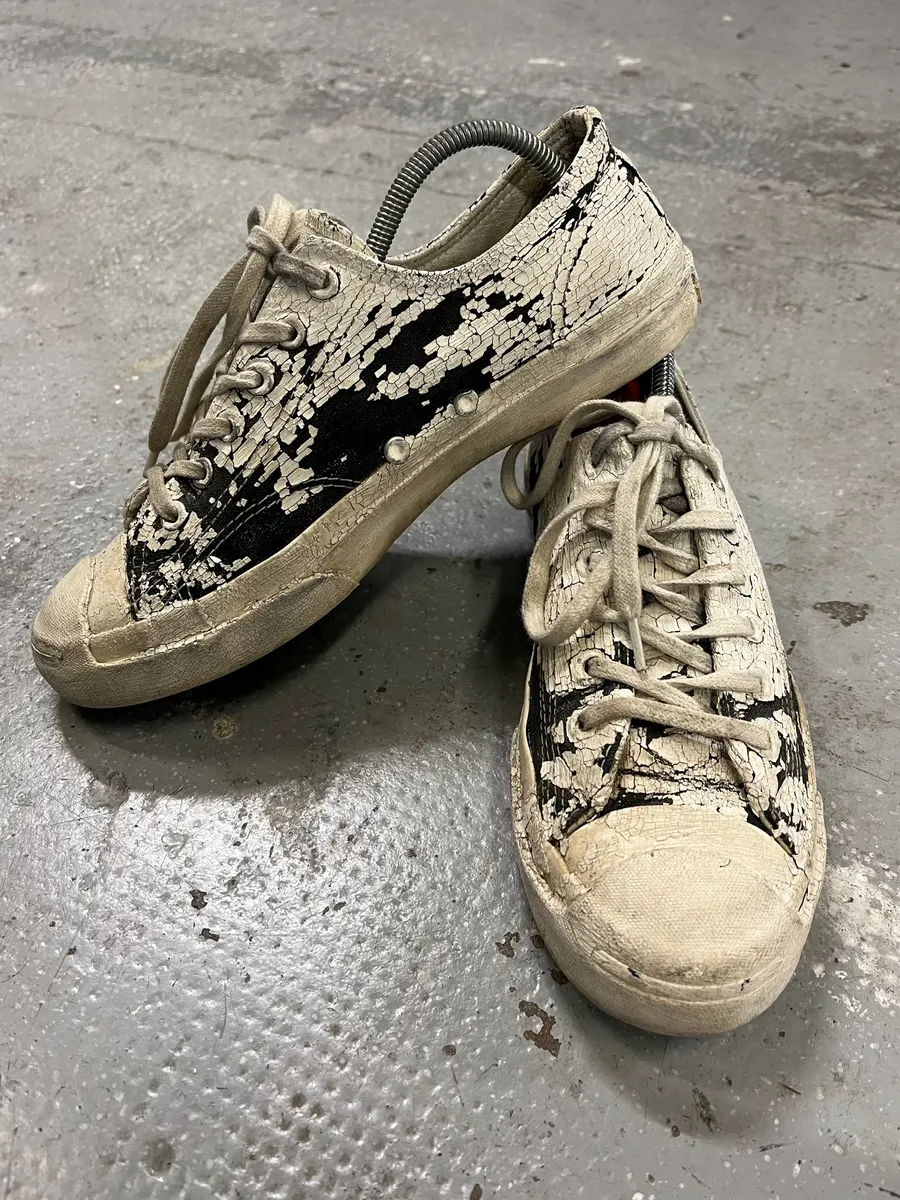 Maison Margiela x Converse White Cracked Painted Low Shoes - Image 4