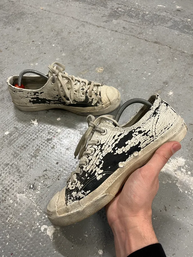 Maison Margiela x Converse White Cracked Painted Low Shoes - Image 5