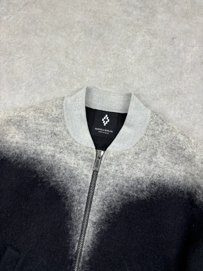 Marcelo Burlon Black & Grey Wool Bomber Jacket - Image 4