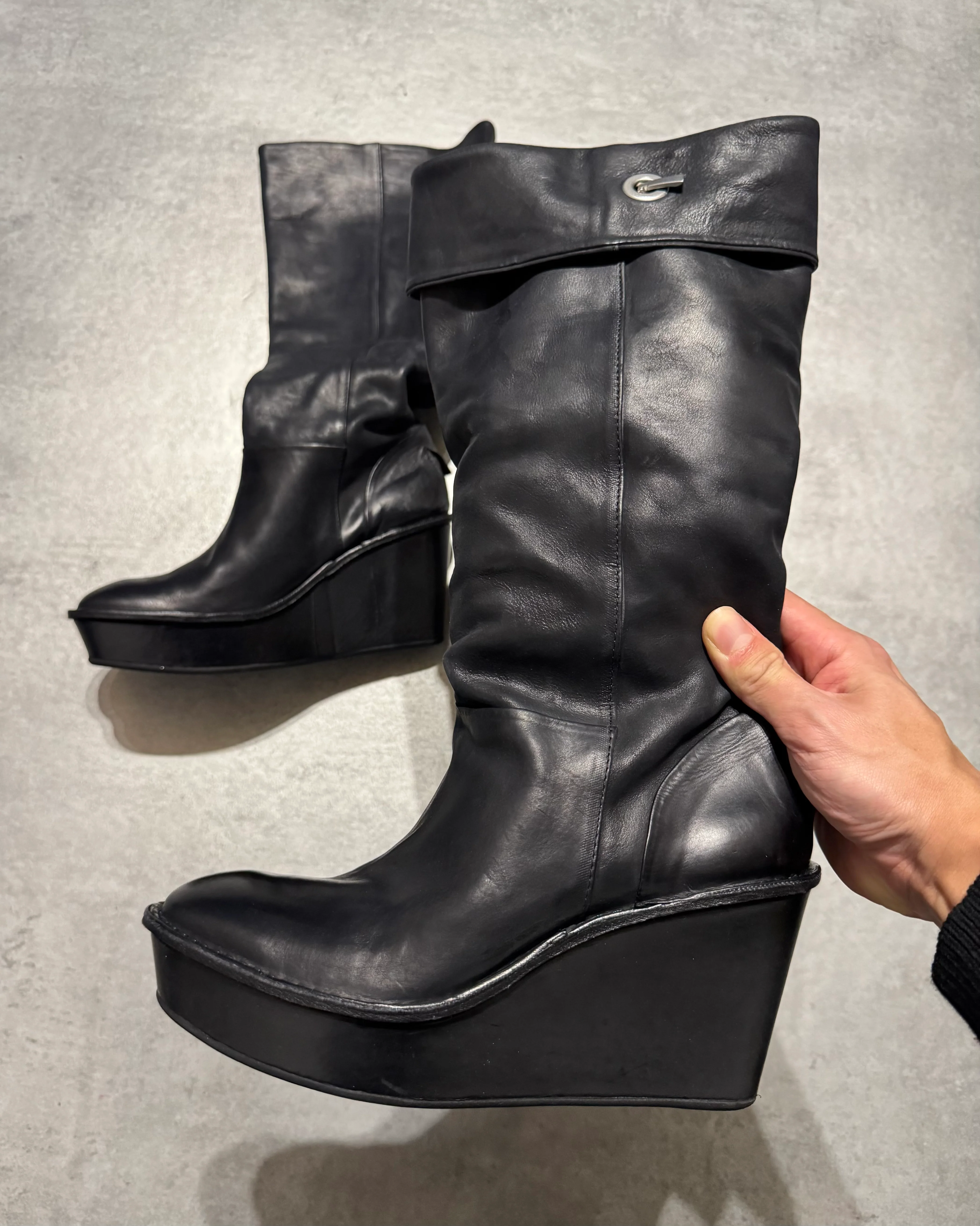 Marithé + François Girbaud Black Heel Leather Boots