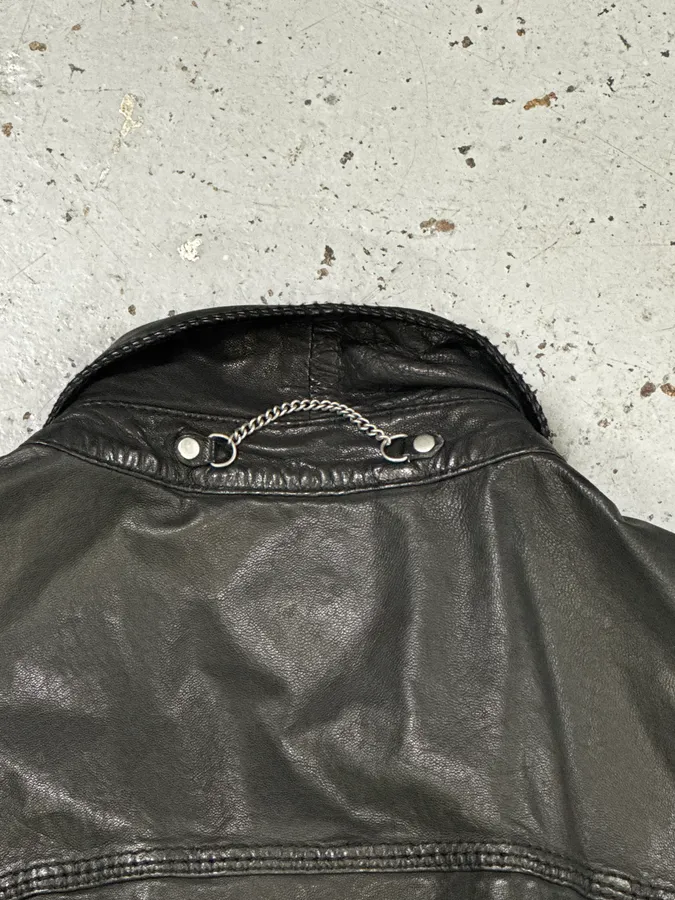 Marithé + François Girbaud Black Avant-Garde Patches Leather Jacket - Image 12