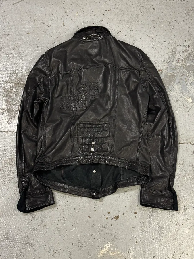 Marithé + François Girbaud Black Avant-Garde Patches Leather Jacket - Image 4