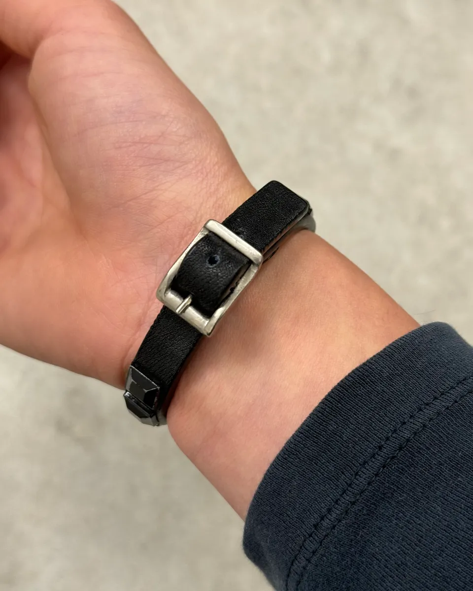 Marithé + François Girbaud Black Leather Bracelet - Image 4