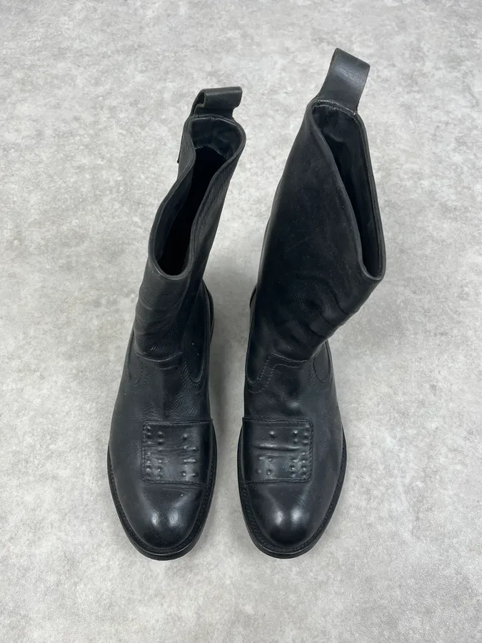 Marithé + François Girbaud Black Leather Padded Biker Boots - Image 4