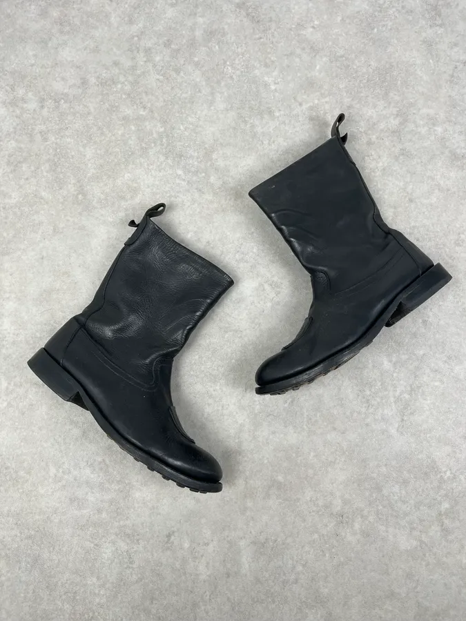 Marithé + François Girbaud Black Leather Padded Biker Boots - Image 7