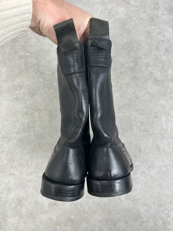 Marithé + François Girbaud Black Leather Padded Biker Boots - Image 8