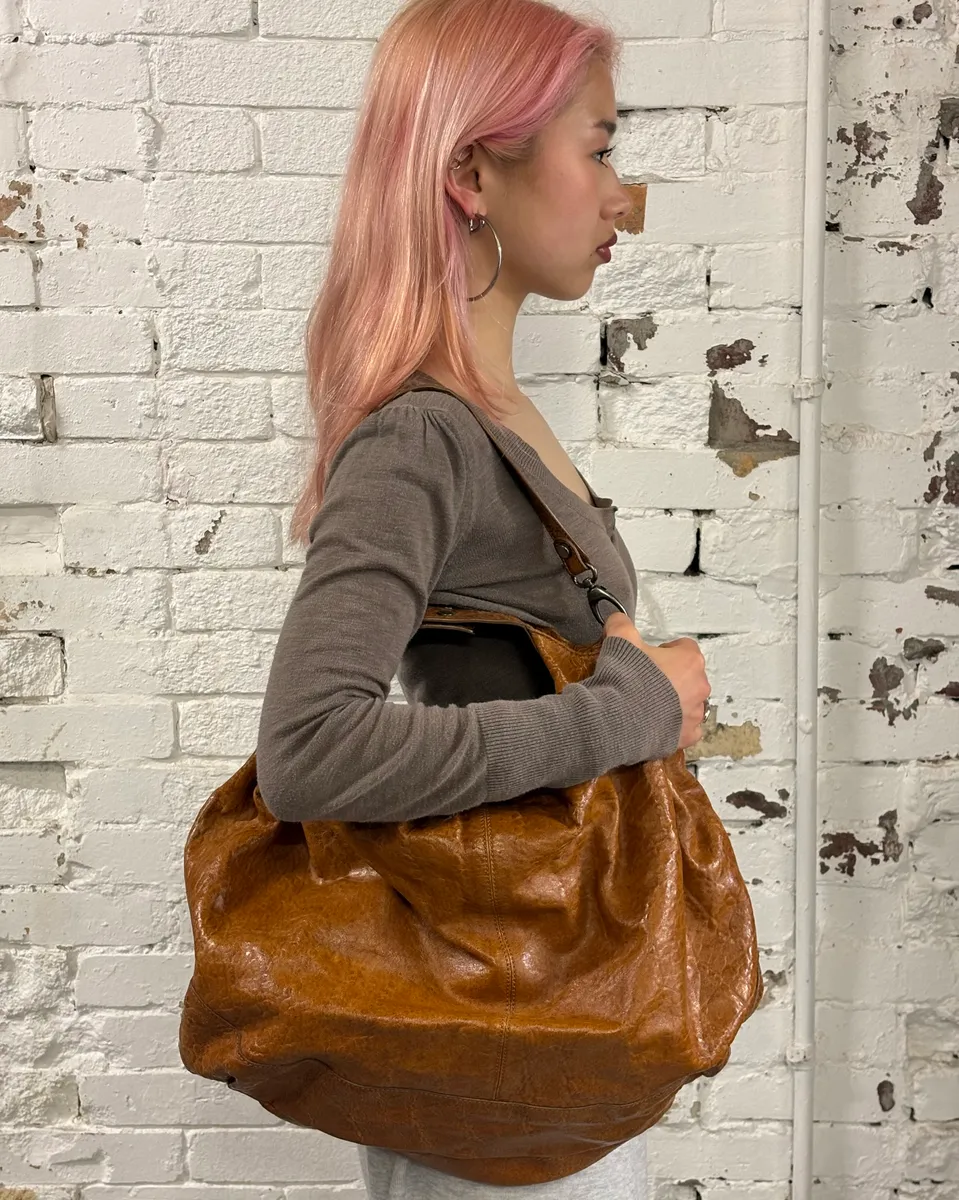 Marni Brown Cognac Hobo Leather Bag - Image 2