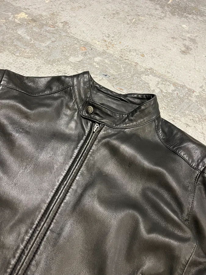 Massimo Rebecchi Black Leather Biker Jacket - Image 5