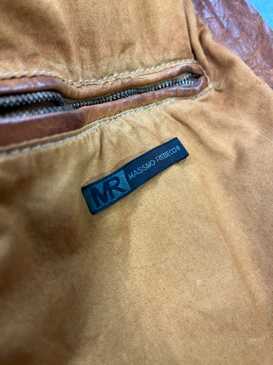 Massimo Rebecchi Cognac Leather Bomber Jacket - Image 10
