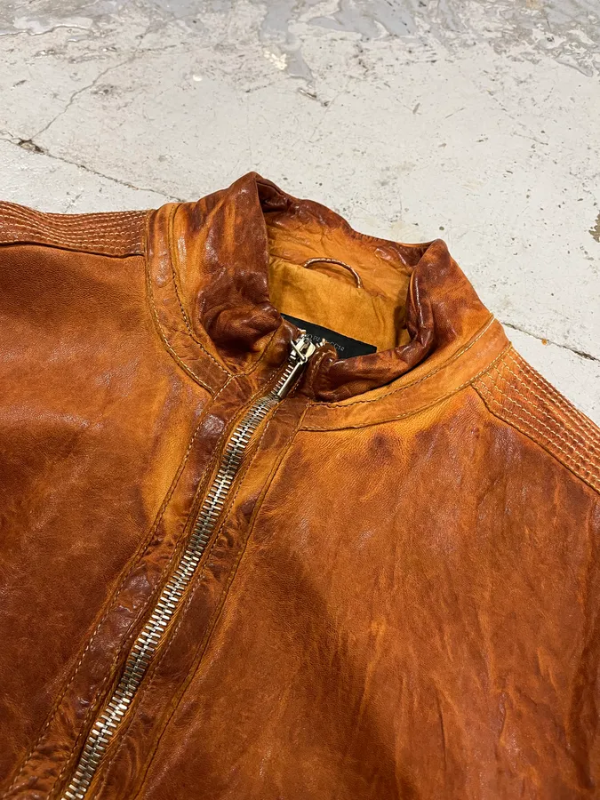 Massimo Rebecchi Cognac Leather Bomber Jacket - Image 6
