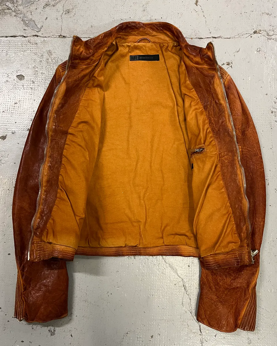 Massimo Rebecchi Cognac Leather Bomber Jacket - Image 8