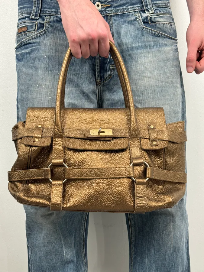 Massimo Rebecchi Gold Leather Handle Bag