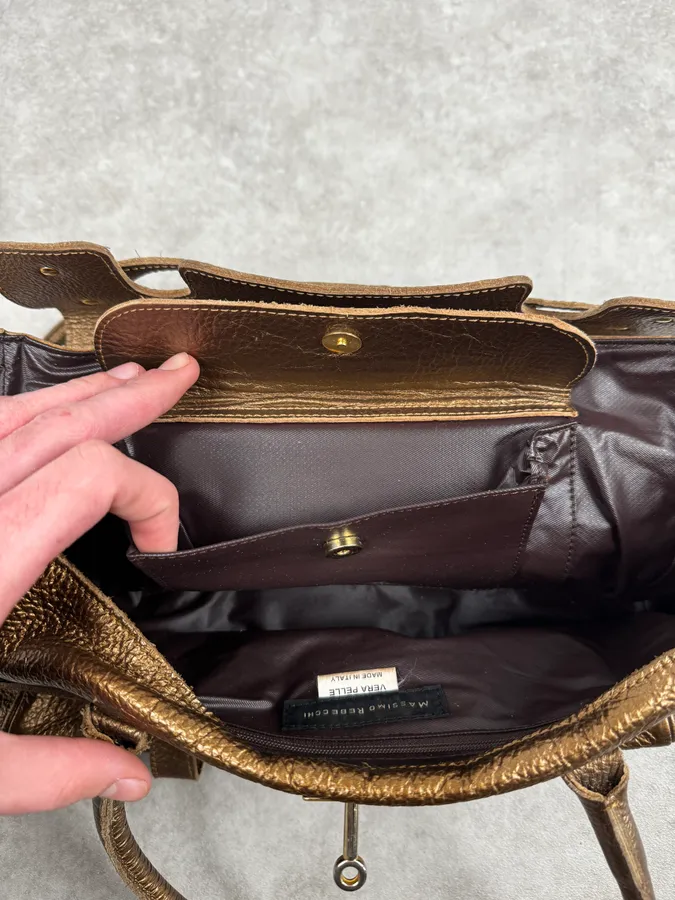 Massimo Rebecchi Gold Leather Handle Bag - Image 11