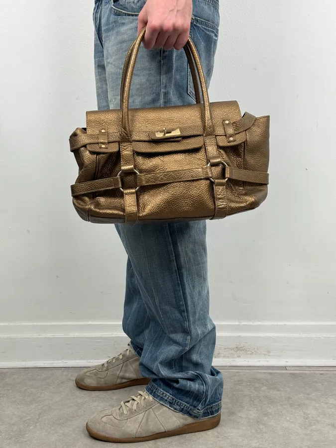 Massimo Rebecchi Gold Leather Handle Bag - Image 3