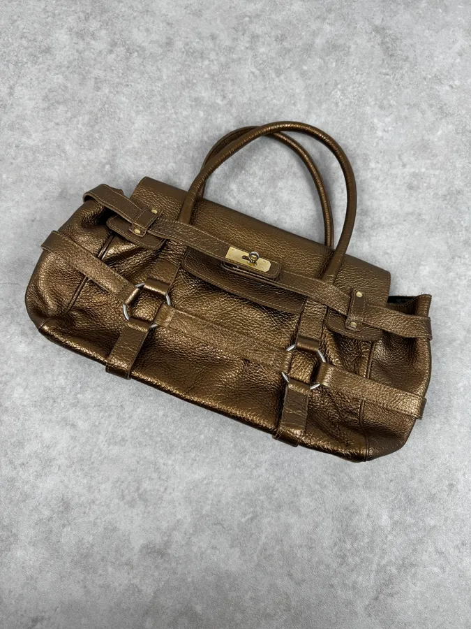Massimo Rebecchi Gold Leather Handle Bag - Image 5