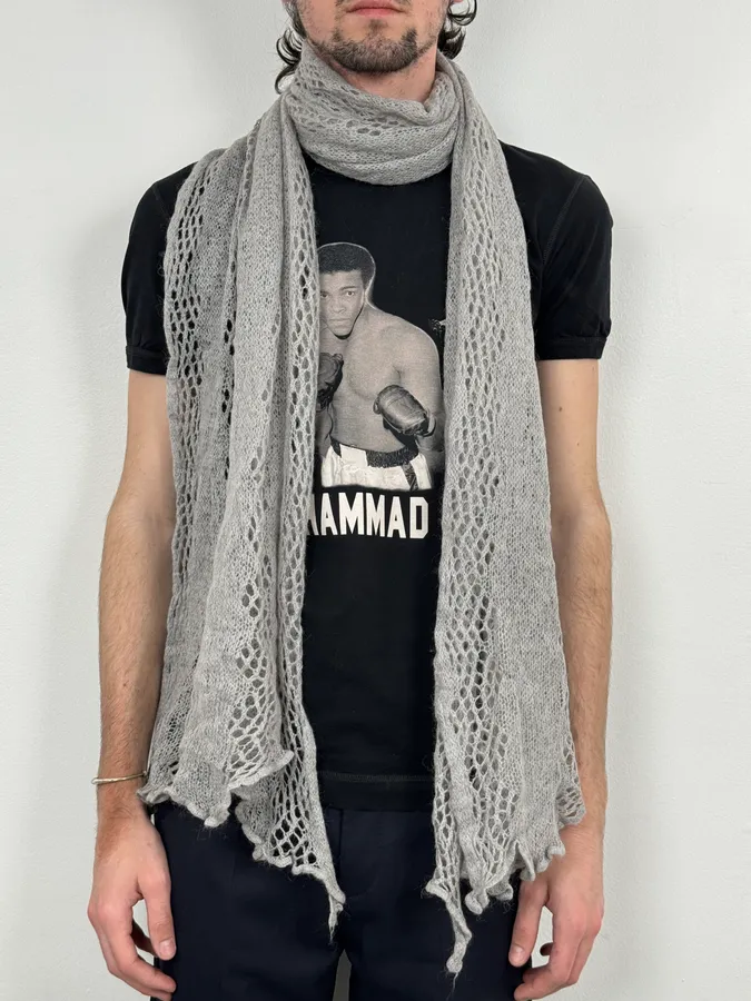 Massimo Rebecchi Mohair Grey Perfored Scarf