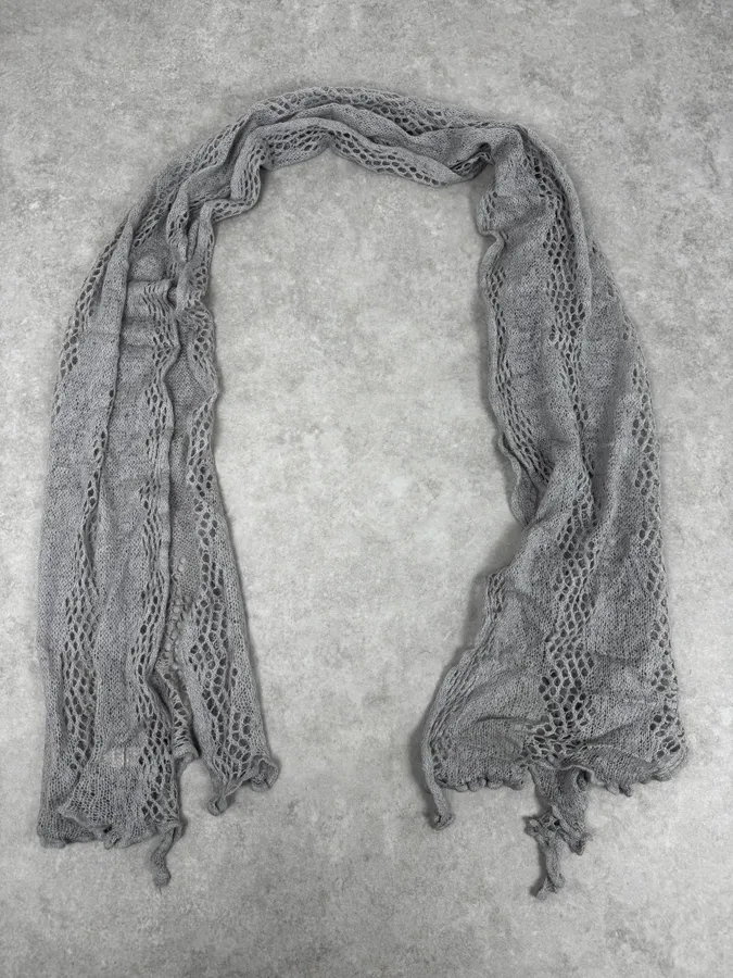 Massimo Rebecchi Mohair Grey Perfored Scarf - Image 2