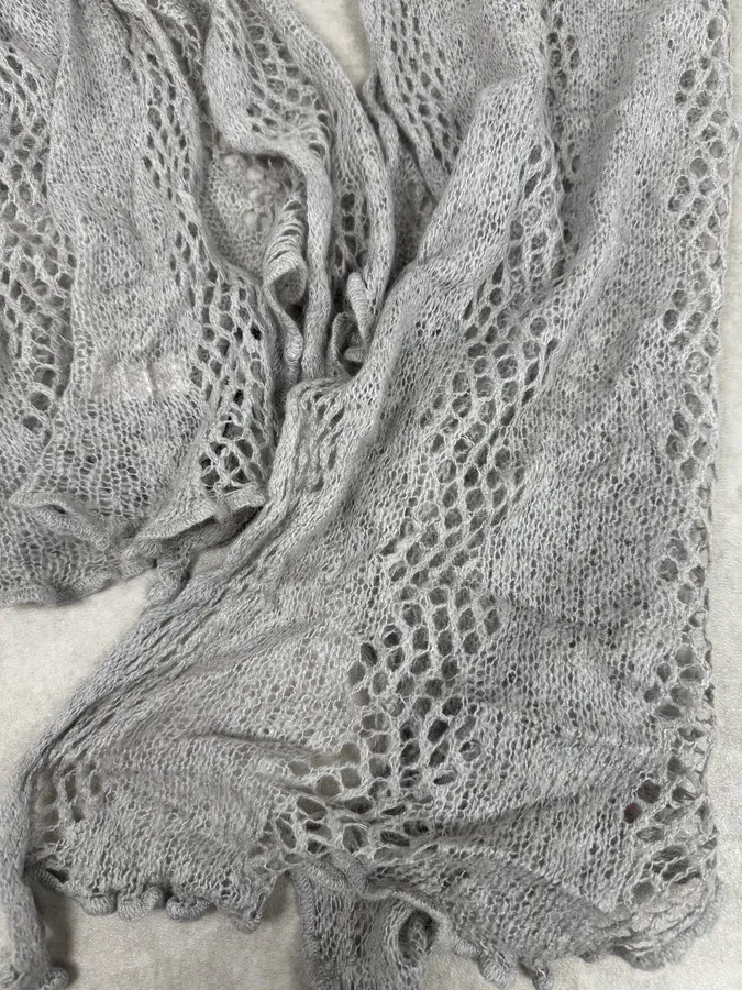 Massimo Rebecchi Mohair Grey Perfored Scarf - Image 5