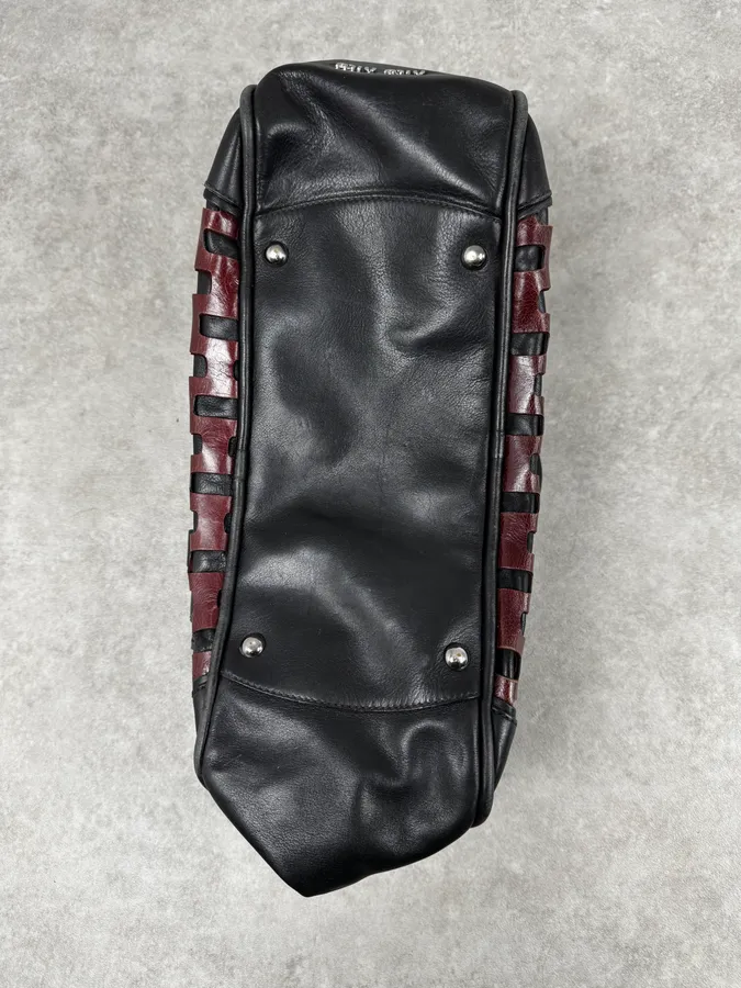 Miu Miu Black Burgundy Leather Bowling Bag - Image 10
