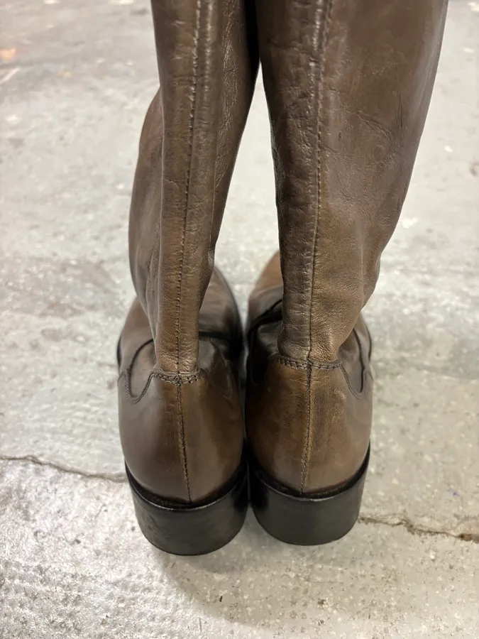 Miu Miu Brown Brown Raw Leather Ankle Boots - Image 4