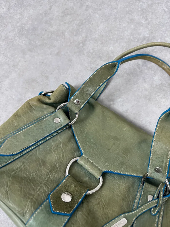 Miu Miu Green & Blue Leather Handle Bag - Image 4