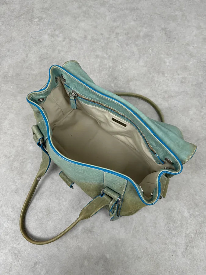 Miu Miu Green & Blue Leather Handle Bag - Image 6