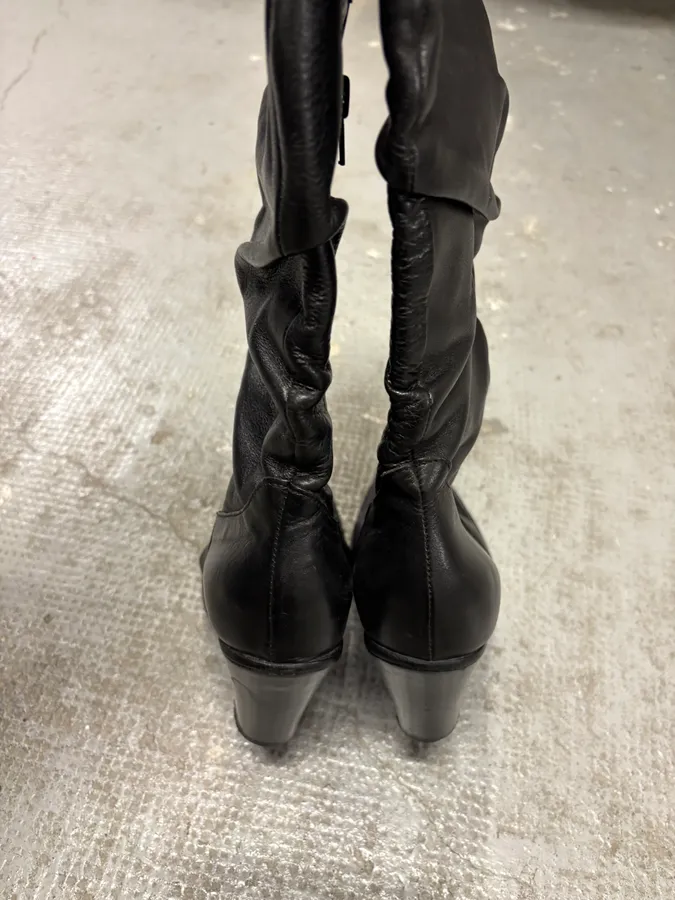 MiuMiu Black Avant-Garde Ankle Leather Boots - Image 4