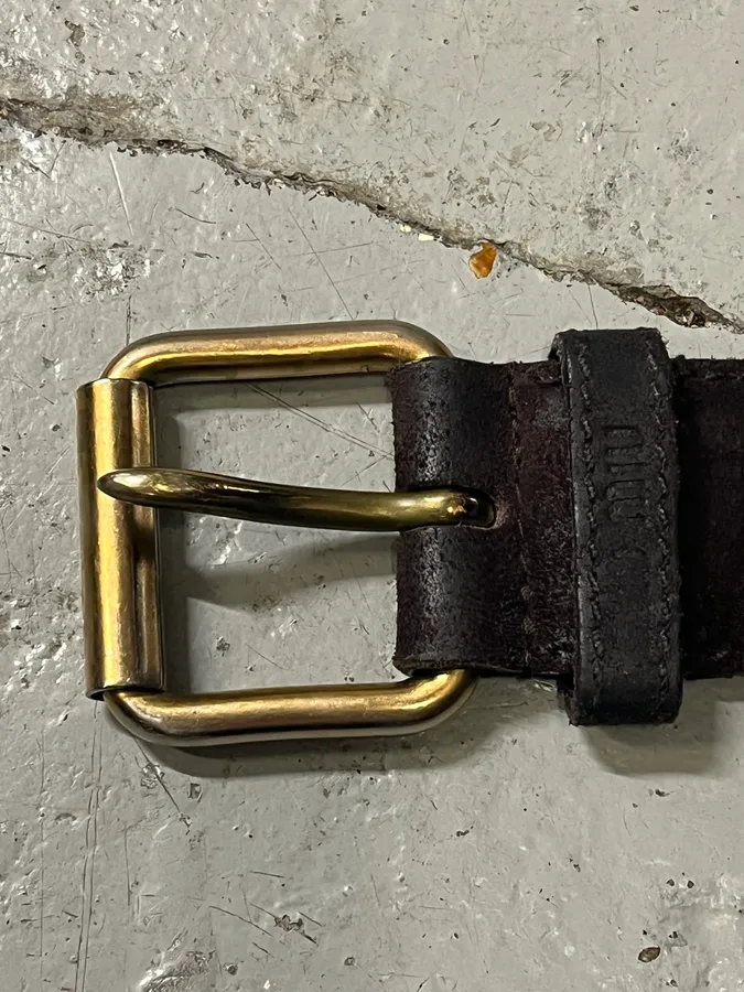 MiuMiu Brown Suede Leather Belt - Image 6