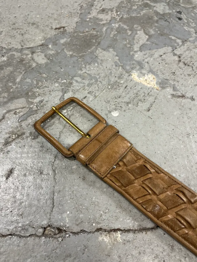 MiuMiu Camel Woven Leather Belt - Image 9
