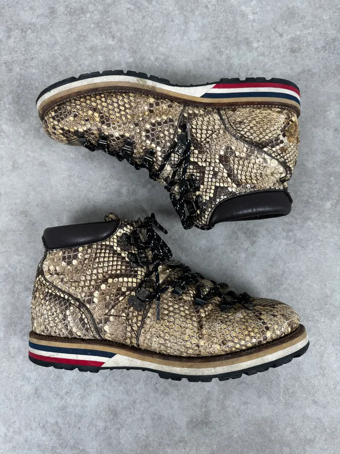 Moncler Beige Python Skin Hiking Boots - Image 2