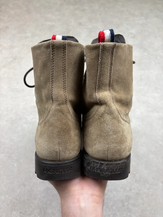 Moncler Beige Suede Leather Combat Boots - Image 7