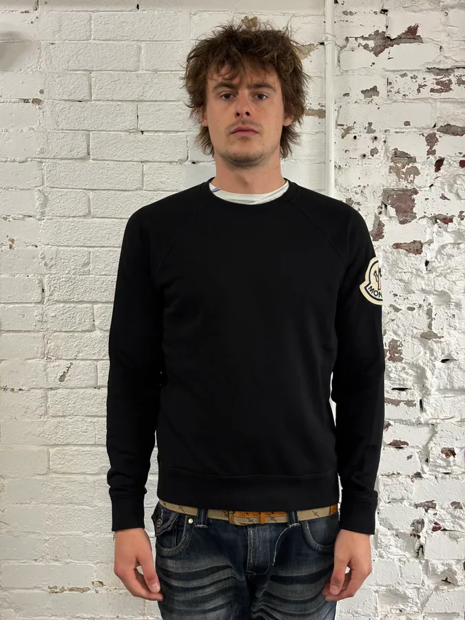 Moncler Black Logo Crewneck Sweater - Image 2