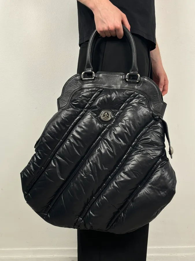 Moncler Black Nylon Quilted Handle Bag