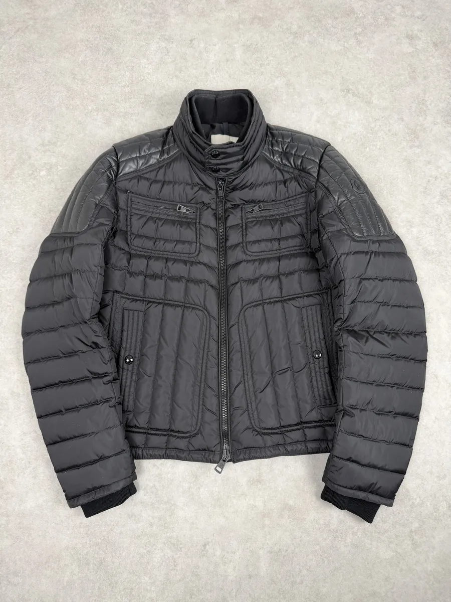 Moncler Black Quilted Leather Padded Puffer Jacket