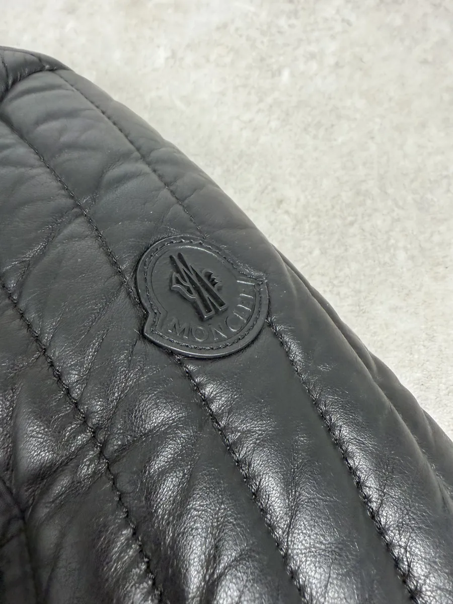 Moncler Black Quilted Leather Padded Puffer Jacket - Image 13