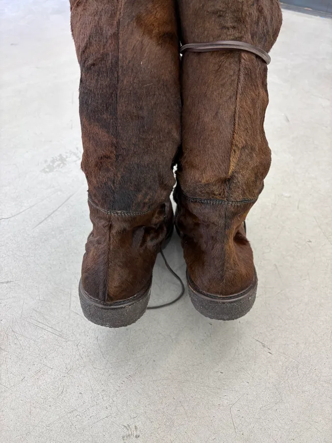 Moncler Brown Fur High Boots - Image 4