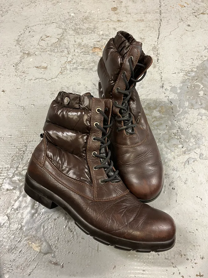 Moncler Brown Quilted Leather Boots - Image 3