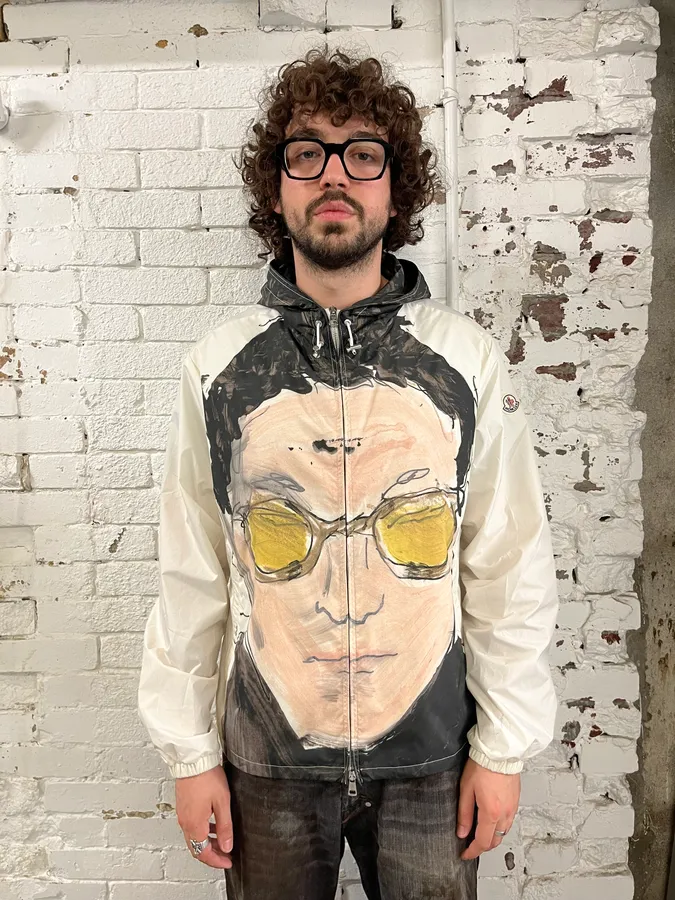 Moncler Cream Nylon Graphic Windbreaker Light Jacket - Image 2