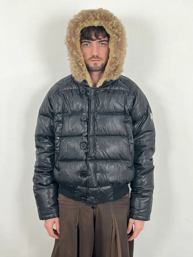 Moncler Fur Hooded Black Puffer Bomber Jacket - Image 3