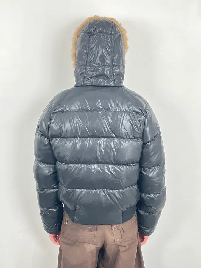 Moncler Fur Hooded Black Puffer Bomber Jacket - Image 4
