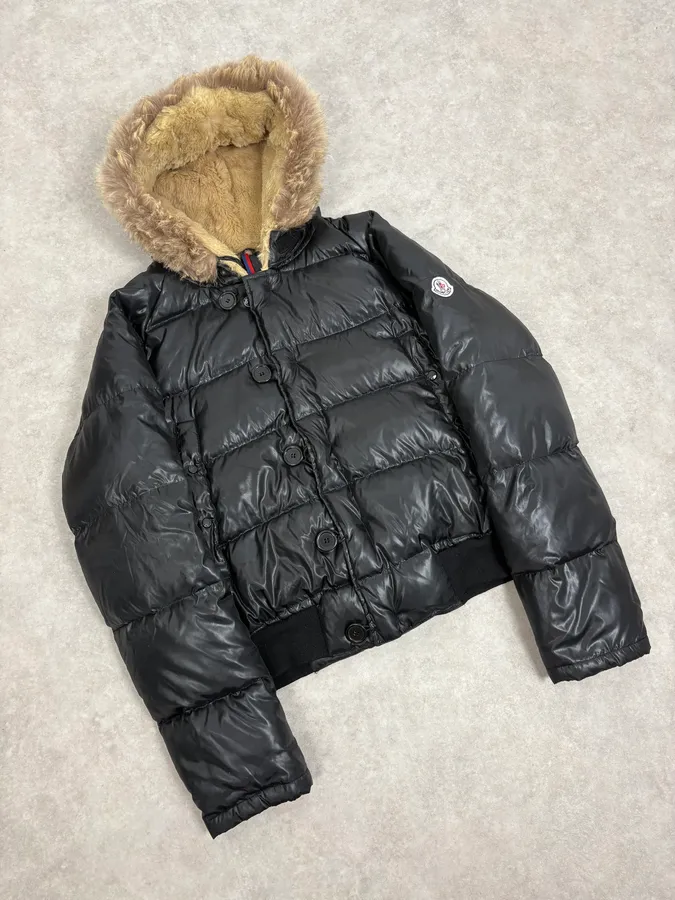 Moncler Fur Hooded Black Puffer Bomber Jacket - Image 5