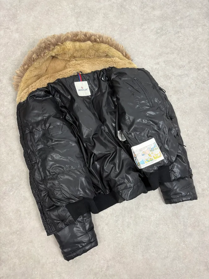 Moncler Fur Hooded Black Puffer Bomber Jacket - Image 8