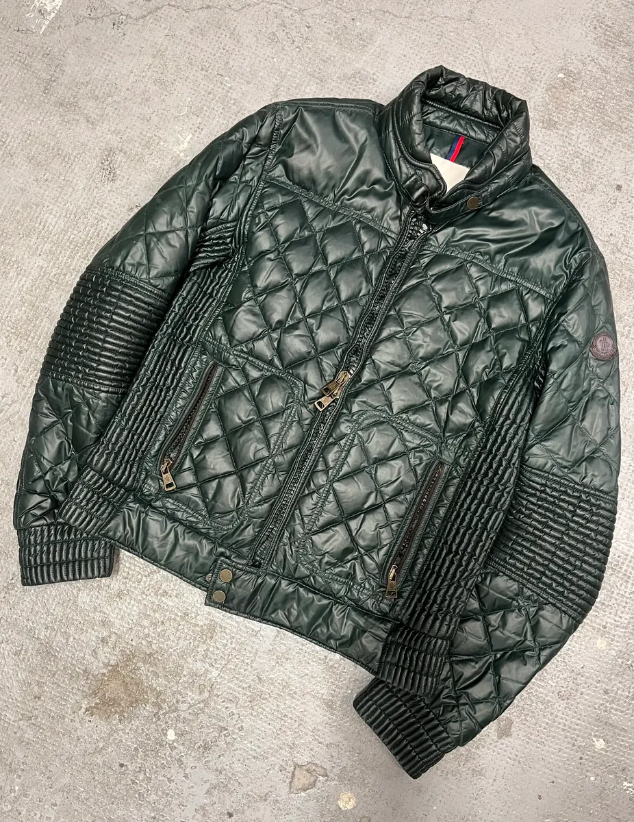 Moncler Green Padded Puffer Biker Jacket - Image 5