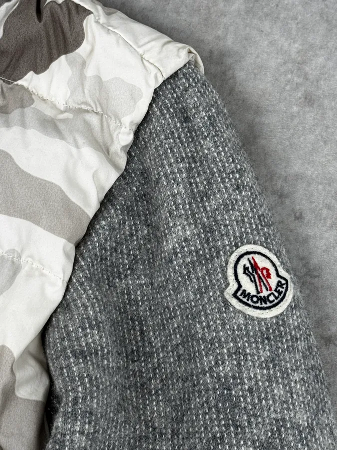 Moncler Grey Wool Camouflage Hybrid Puffer Jacket - Image 10